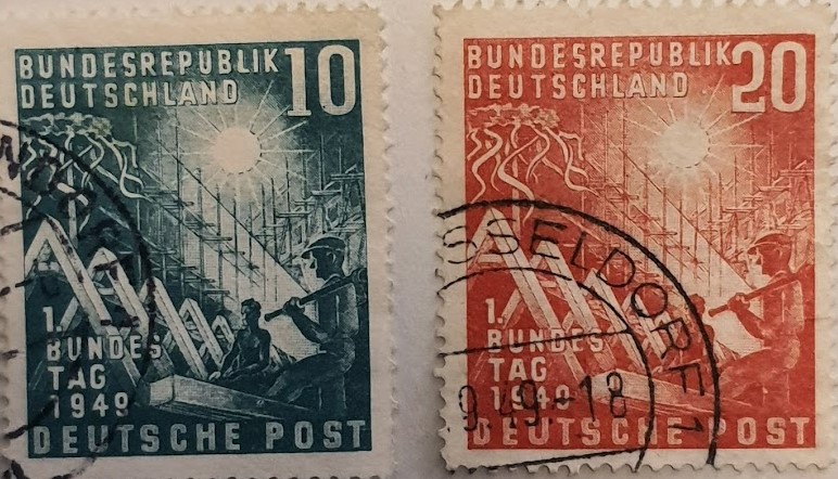 Briefmarke zur Eröffnung des 1. Deutscher Bundestags 1949