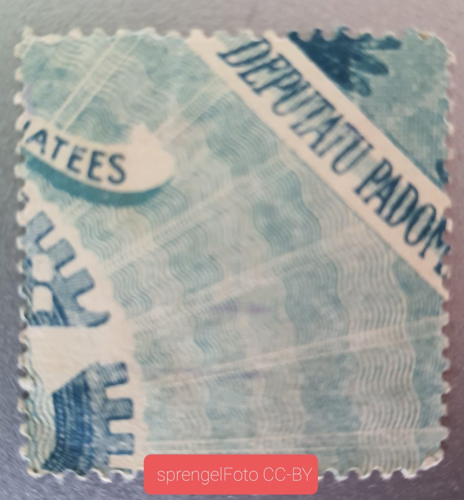 Mit Briefmarke bedruckter Rubelschein
